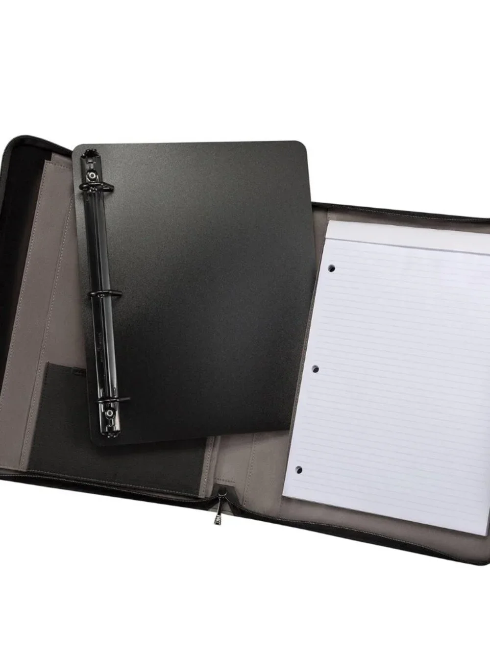 Zippered Presentation Padfolio Envelope with handle Black Cardholder Leather